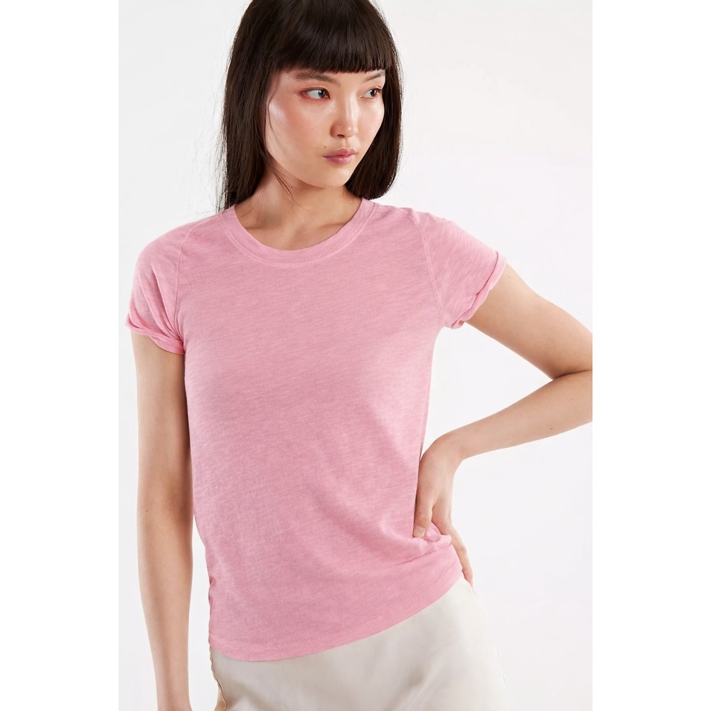 Free People Hazy Tee Pink Rose Short Sleeve Neck Slim Fit Size L NWT SOLD OUT